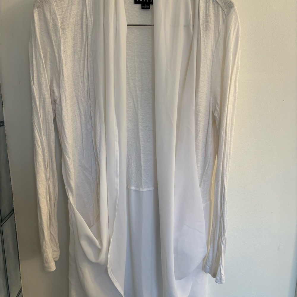 Tribal White Open Front Cardigan